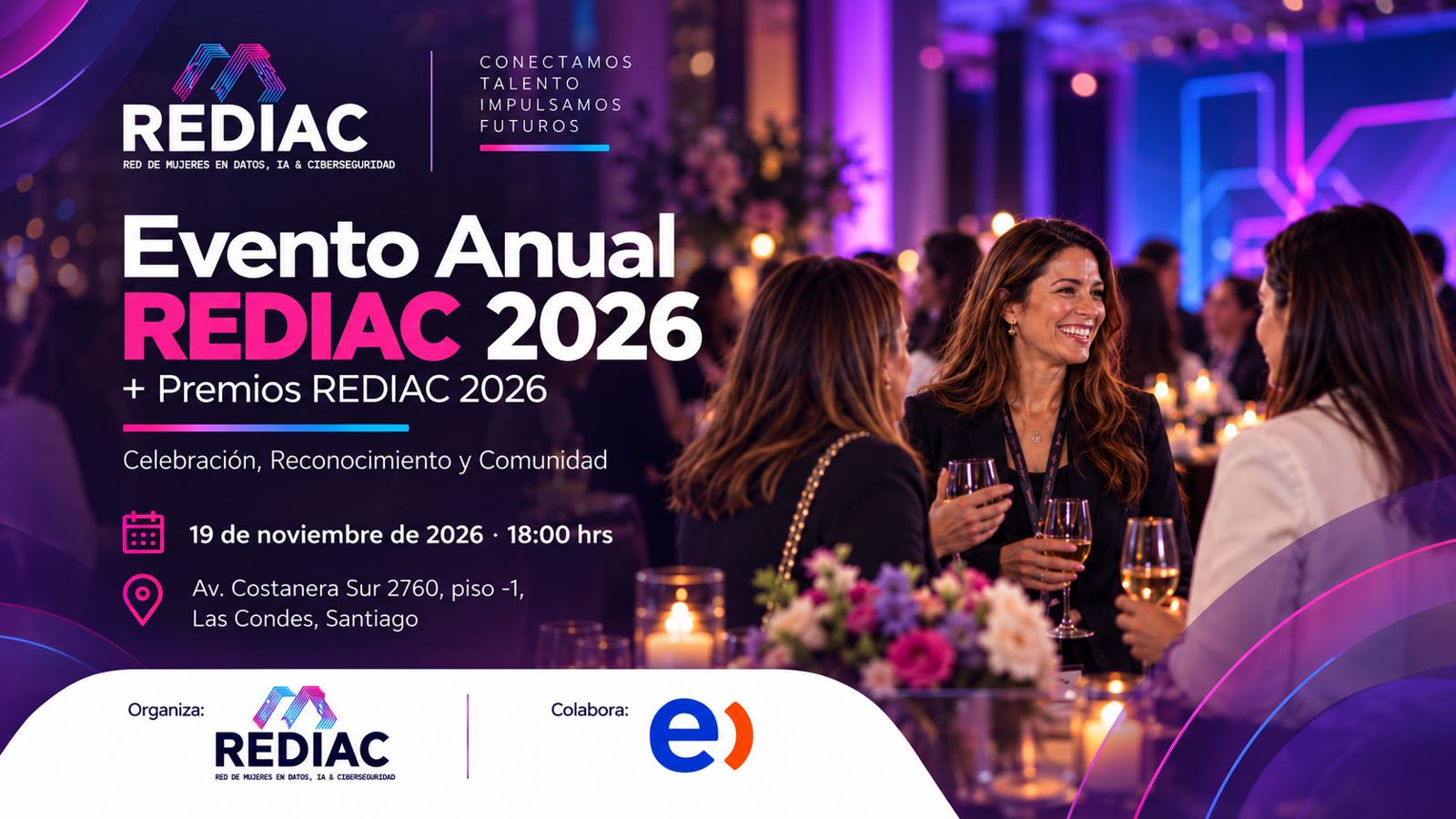 Evento Anual REDIAC 2026 y Premios REDIAC 2026. 19 de noviembre de 2026, 18:00 hrs, Las Condes, Santiago.
